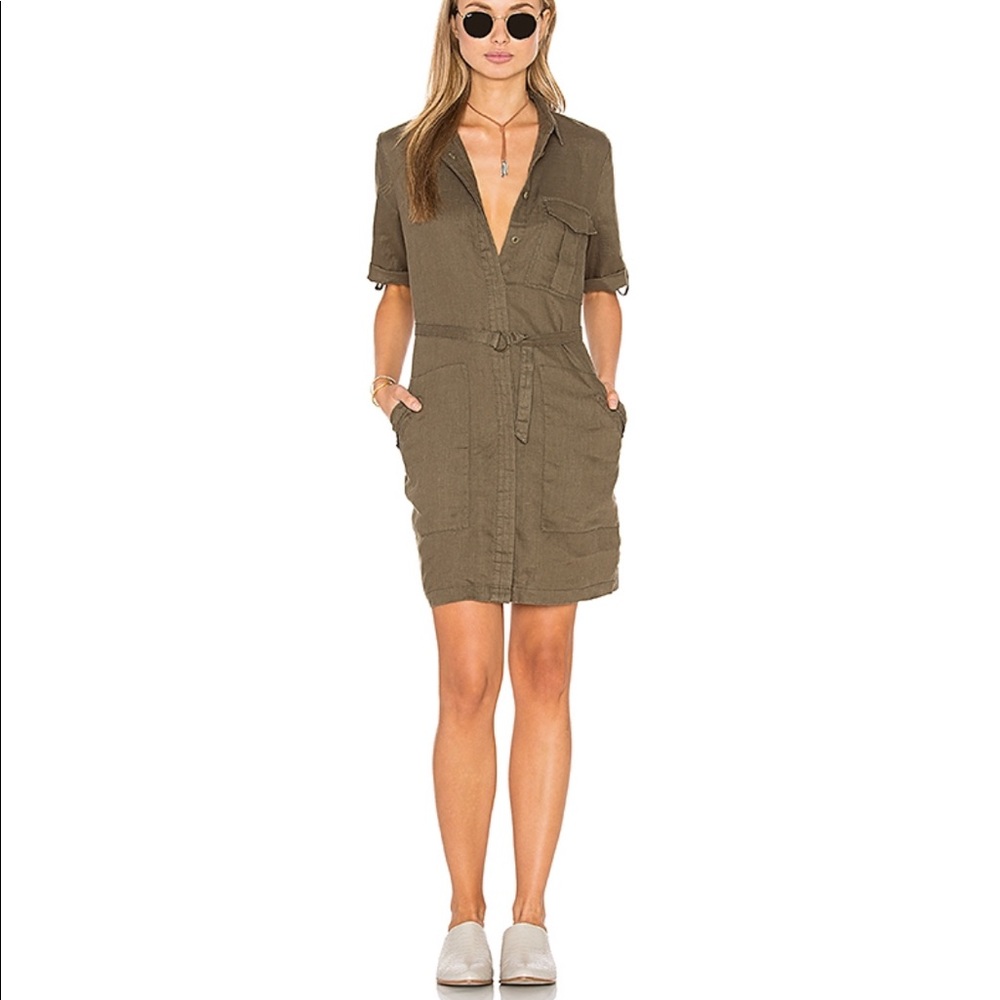 Greylin Anthropologie elisia olive  linen dress